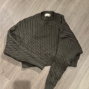 Altar’d State Charlie Cropped Sweater - Olive - Small